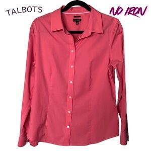 Talbots Coral Button Down Long Sleeve Non Iron Shirt
